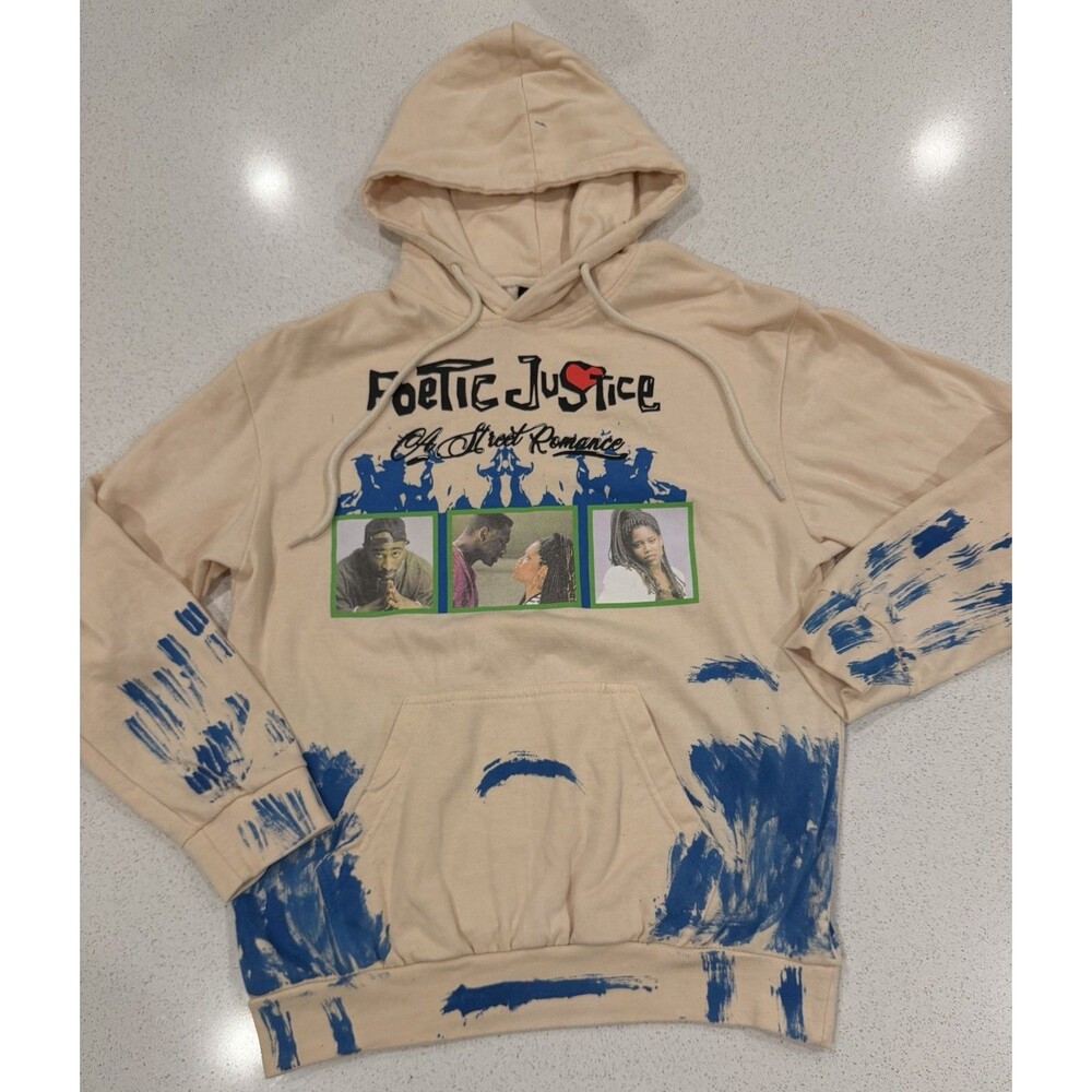 Chemistry Tupac Poetic Justice Cream Hoodie Pullover Size Medium
